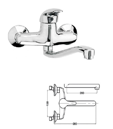 STATUS 080639 CHROME WALL SINK FAUCET